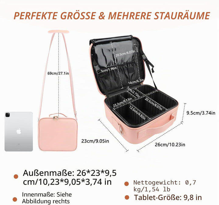 Kosmetiktasche, Kosmetikkoffer Grosse Kapazität Professionelle PU Leder Make Up Organizer Tasche was