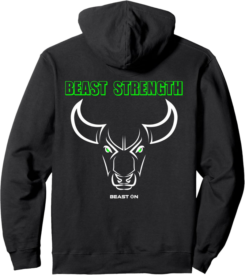 Beast Strength Bull Head grüner Aufdruck auf der Rückseite Gym Fitness Pullover Hoodie