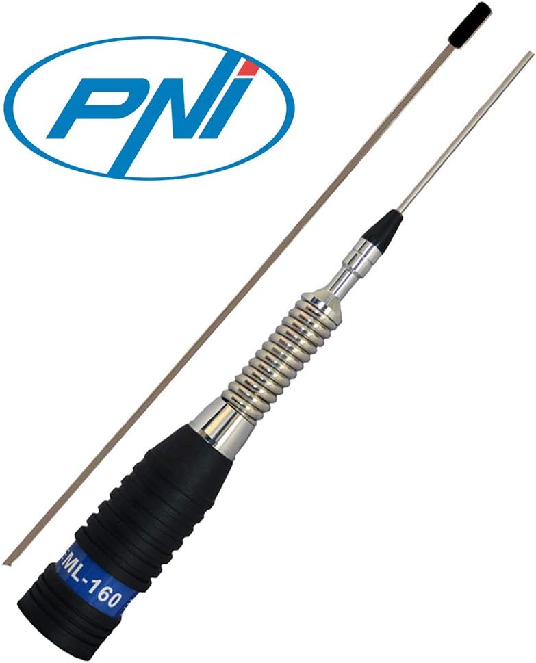 PNI ML160T941 Antenne CB von 145 cm Länge mit T941 Kabelhalter Silber/Schwarz