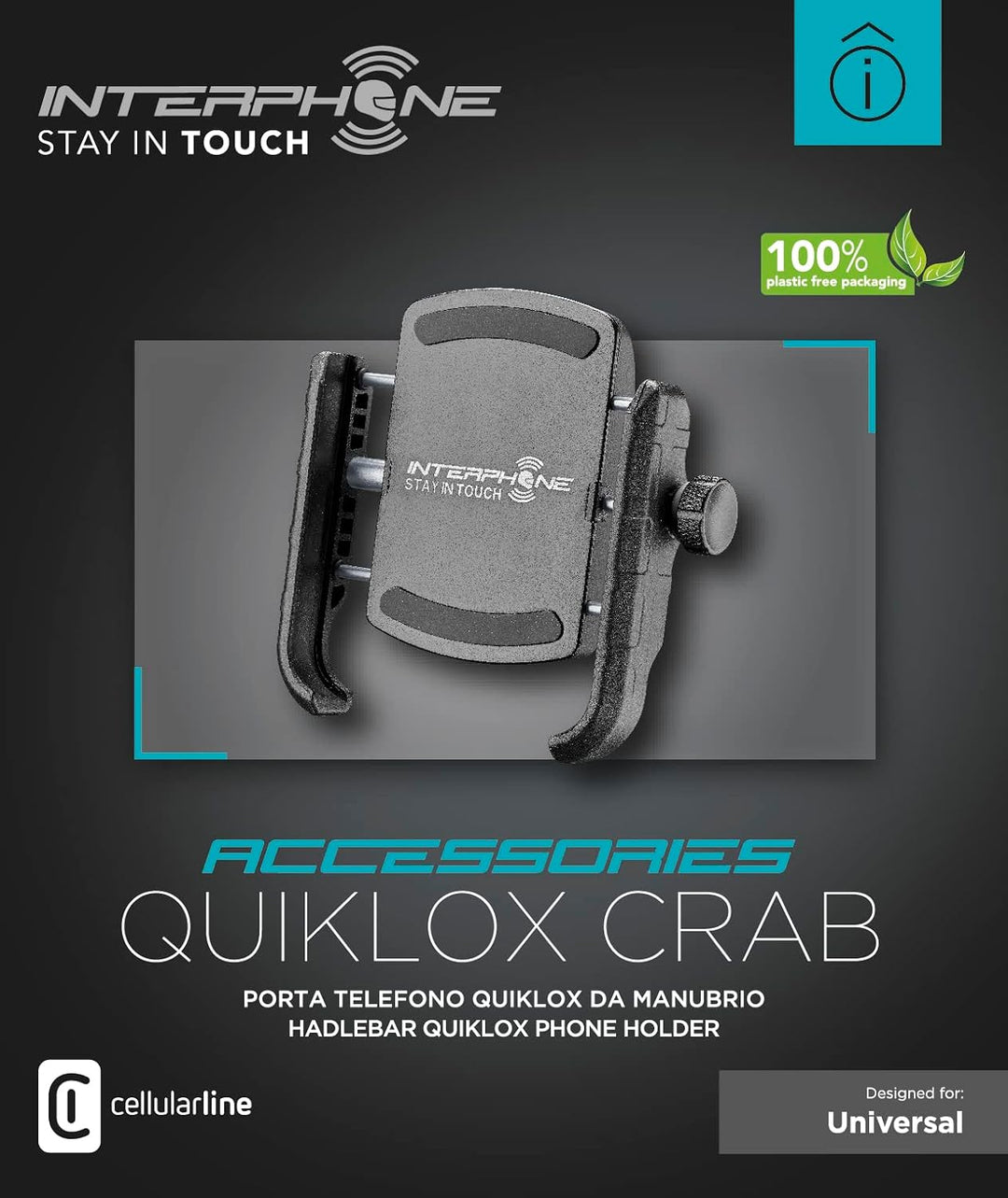 INTERPHONE - Universelle Smartphone-Halterung (3,5" bis 7,5") für QUIKLOX Modularsystem - Motorrad-H