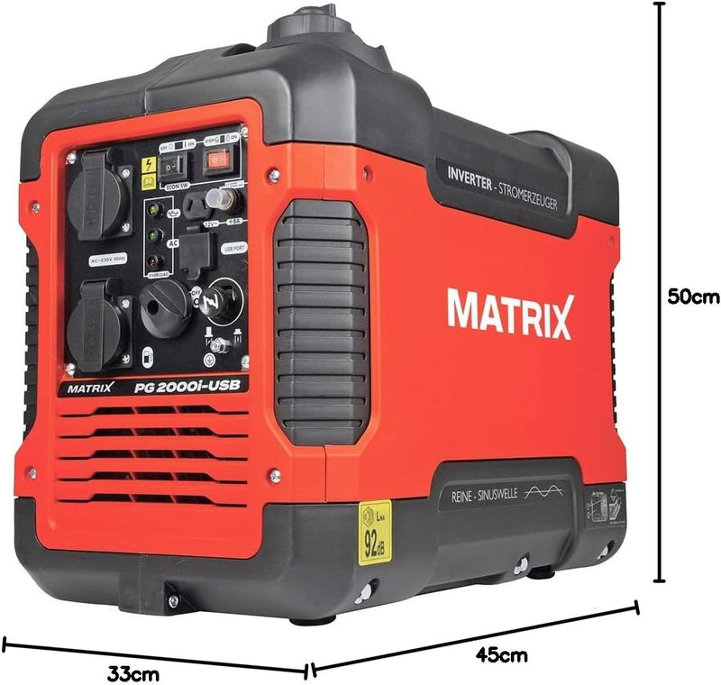 Matrix Notstromaggregat Benzin leise Digitaler Generator Inverter Stromerzeuger USB Stromaggregat tr