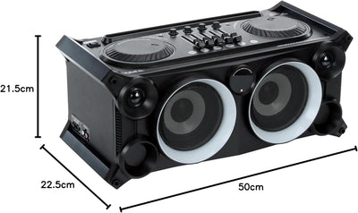 Ibiza - SPLBOX200-BK - 120W All-in-One batteriebetriebenes tragbares Soundsystem mit LEDs an den Lau