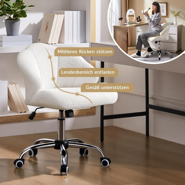 Yaheetech Homeoffice Stuhl, Schminkstuhl, Schreibtischstuhl höhenverstellbar Drehstuhl, Bürosessel i