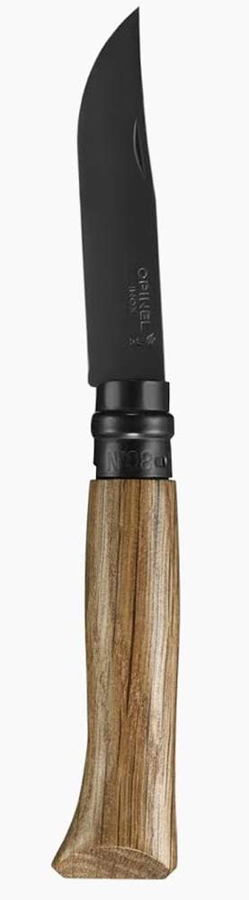 N°08 roble "black" edicion acero inoxidable con lama negra mango de roble