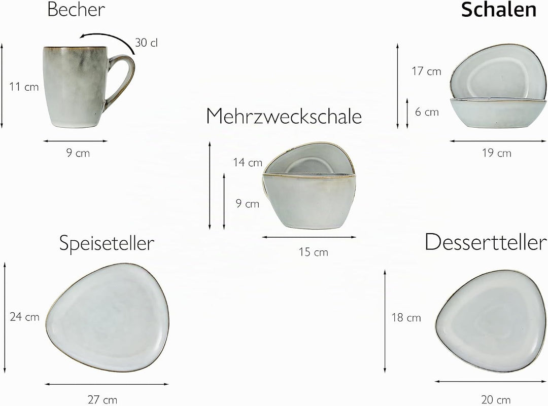 CreaTable, 23768, Serie CLOUDY, offwhite, Geschirrset, Kombiservice 10 teilig, Offwhite