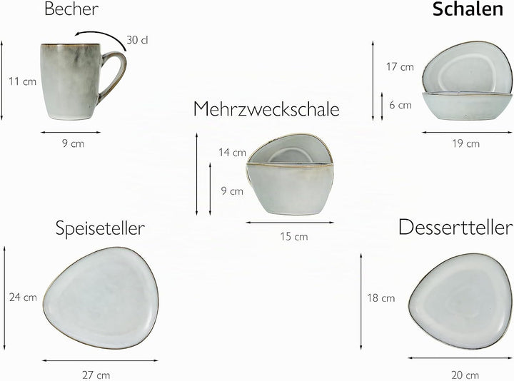 CreaTable, 23768, Serie CLOUDY, offwhite, Geschirrset, Kombiservice 10 teilig, Offwhite