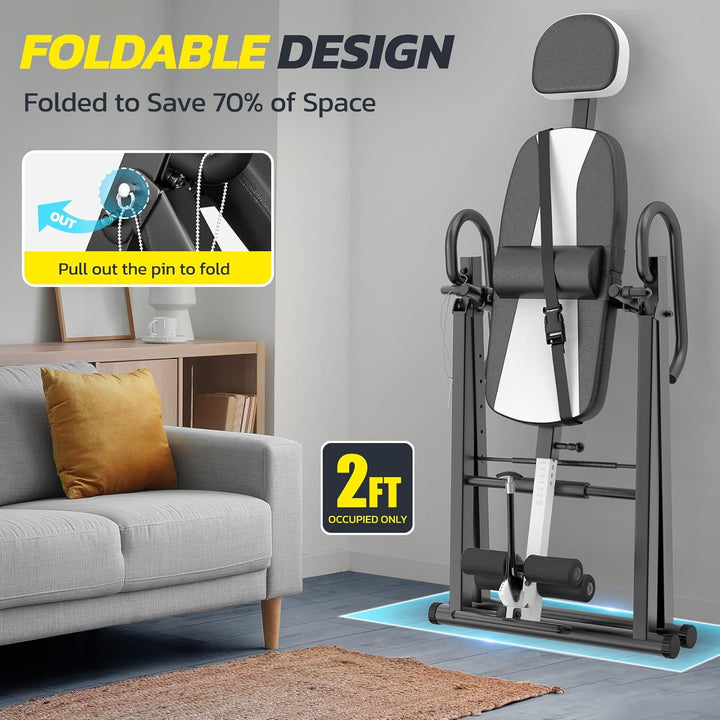 Dripex Inversionsbank Klappbar Inversionstisch mit Verstellbarer Schutzgurt 300 lbs Kapazität Invers