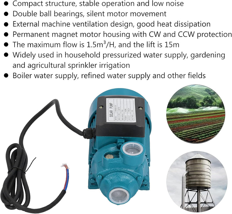 Wasserpumpe, DC 12 V, 180 W, Einstufige Horizontale Mikro-Vortex-Elektropumpe mit Einzelansaugung, M