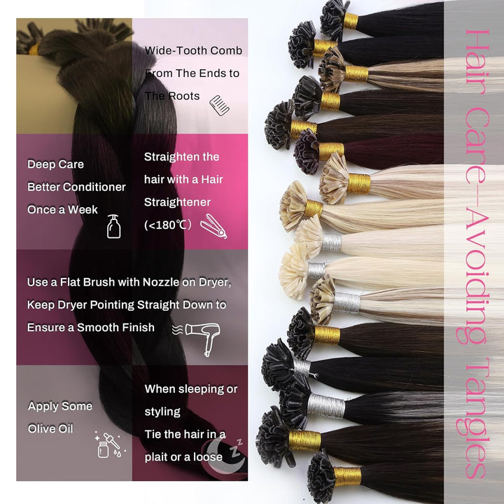 Moresoo Echthaar Extensions Bondings 60cm U Spitzen Haarverlängerungen Remy Keratin Hair Extensions