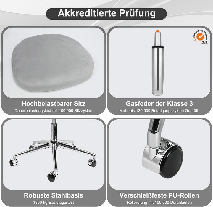 Stuhl für Schminktisch, Drehstuhl mit Rollen aus Samt, Schlafzimmer Stuhl, Schminktisch Sessel Drehb