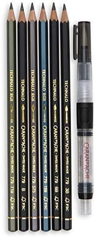 Caran d'Ache Graphitstifte Set mit Wasserpinsel - Wasservermalbar - Ideal für Vorbereitungsarbeiten,