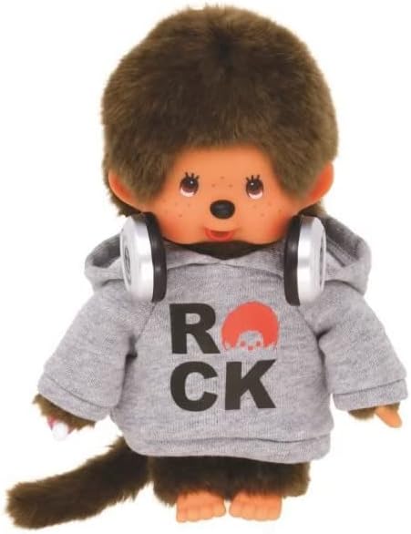 BANDAI - Monchhichi - Plüschtier Monchhichi Rock - Ikonisches Affenkuscheltier der 80er Jahre, Super