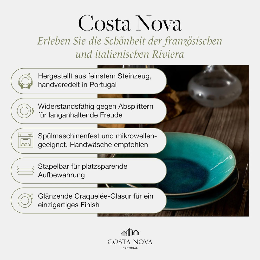 Costa Nova Pasta- und Suppenteller Riviera: Tiefer Steinzeug-Teller für Pasta und Suppe mit craqueli