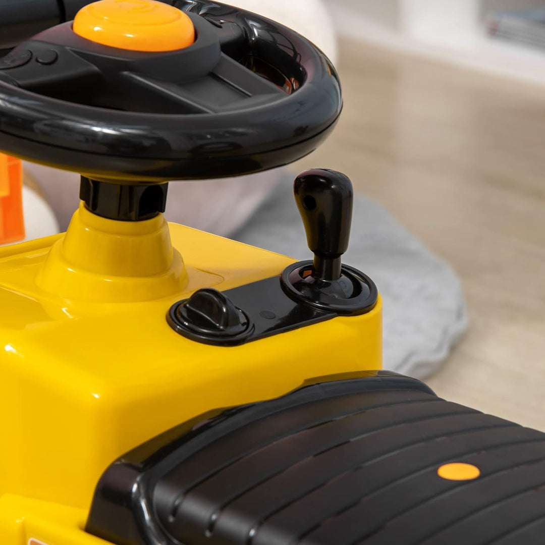 HOMCOM Traktor für Kinder von 3-4 Jahren mit Gabelstapler, Knopf für Geräusche und versteckter Staur