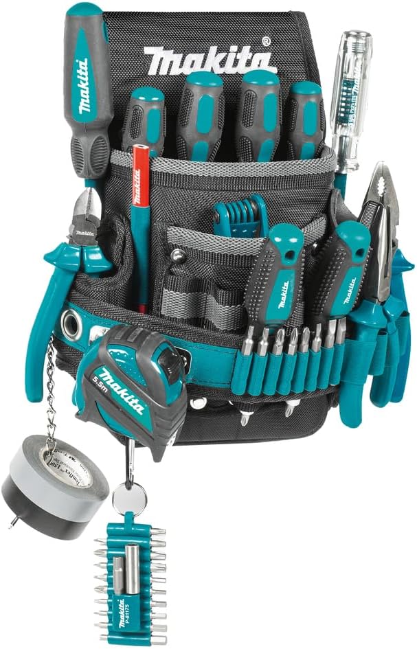 Makita E-15241 Elektriker Werkzeugtasche, für die Befestigung am Gürtel, bietet viel Platz für Handw