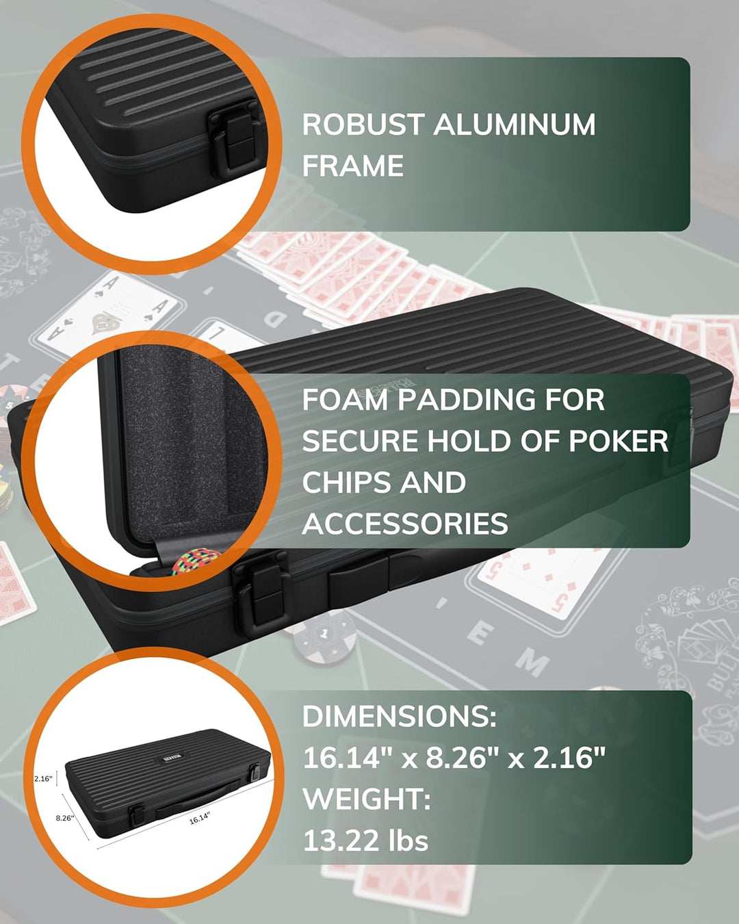 Bullets Playing Cards | Pokerkoffer „Salvatore“ mit 300 Clay Pokerchips 10g | Pokerset mit Karten, W