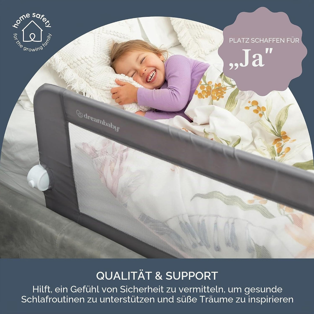 Dreambaby Nicole Bettschutzgitter für Kleinkinder – Extra Breit 150 cm & 50 cm Hoch – Einfache Monta