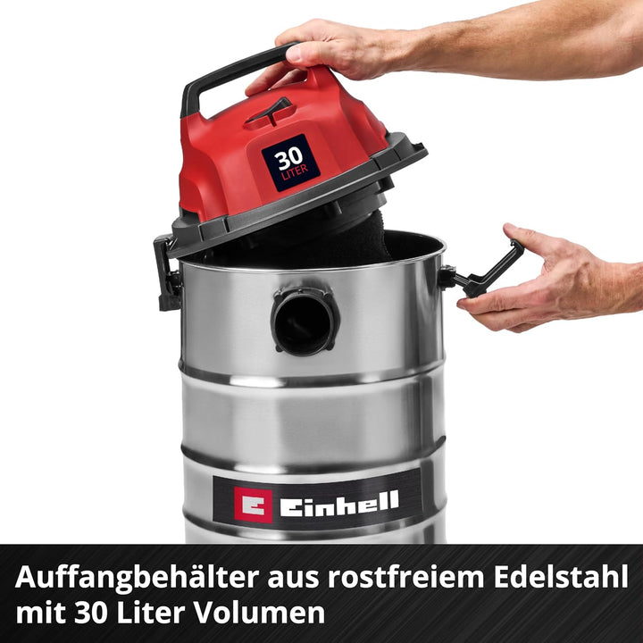 Einhell Nass-Trockensauger TC-VC 3055 S (950 W, 190 mbar Saugleistung, 30 L Edelstahlbehälter, Rolle