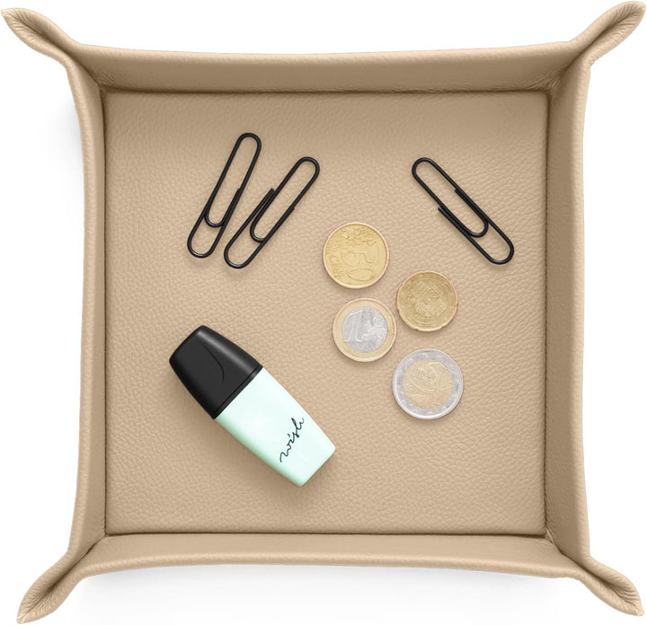 Eglooh - Iris - Taschenleerer aus echtem Leder Beige - Schreibtisch-Organizer mit modernem Design -