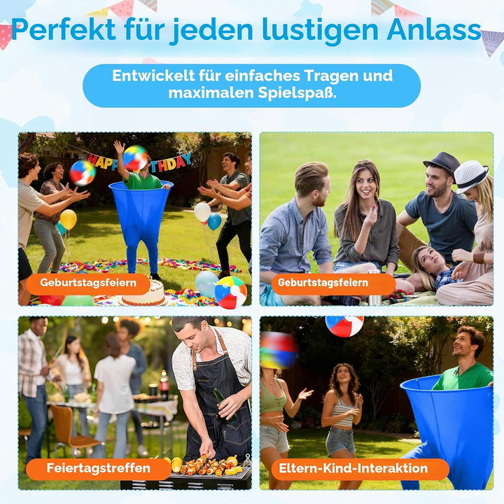Granny Pants Yard Game 2er Set, Fanghosen-Spiel für Erwachsene, 2 Riesige Hosen, 12 Aufblasbare Rain