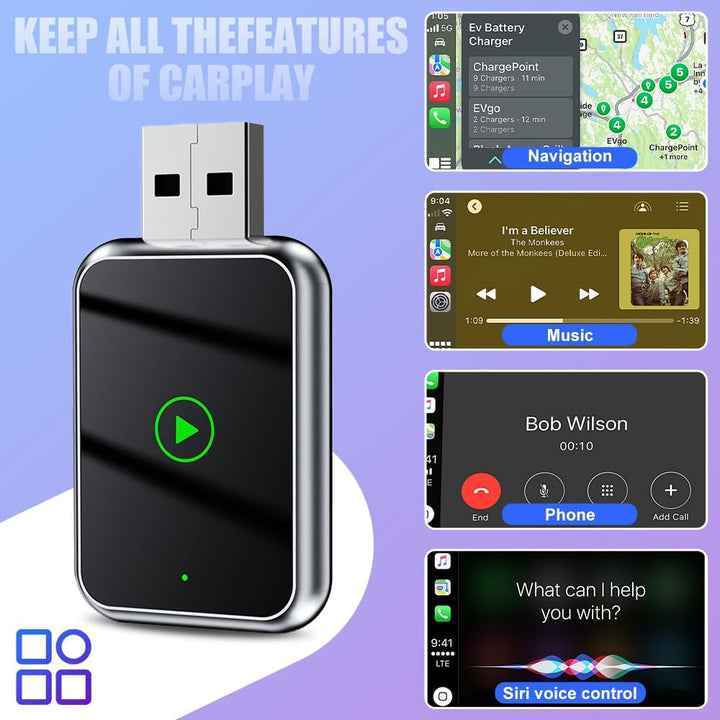 CarPlay & Android Auto Wireless Adapter, 2 in 1 Plug & Play Carplay Wireless Adapter für iOS 10+ und