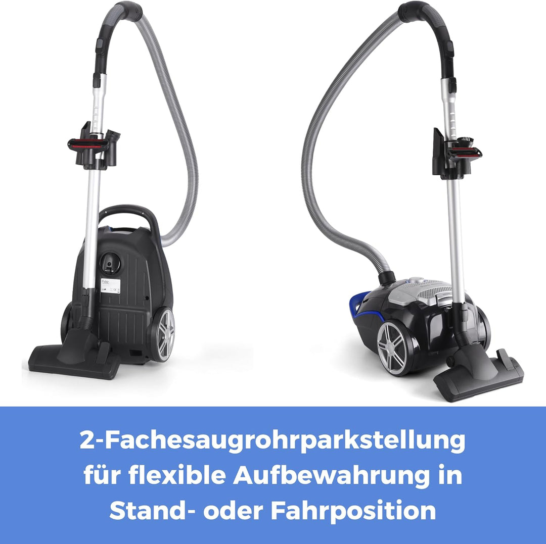 Fakir Blue Vac Power TS 721 Staubsauger mit Beutel 800W, Bodenstaubsauger mit Kabel, HEPA H14 Filter