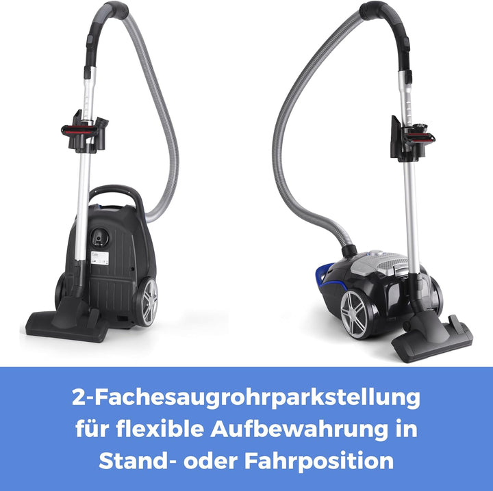 Fakir Blue Vac Power TS 721 Staubsauger mit Beutel 800W, Bodenstaubsauger mit Kabel, HEPA H14 Filter