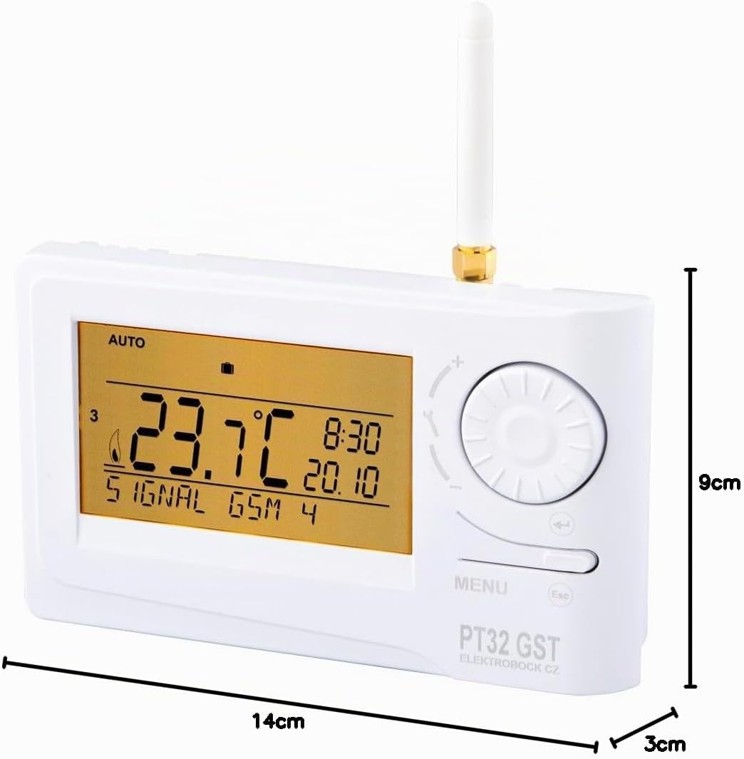 Elektrobock Digitaler Raumthermostat mit GSM Modul, PT32 GST, 14 x 8 x 3 cm