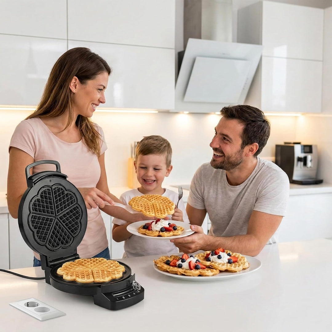 HWF-F1200BK Waffle Iron – 1200W Power, Non-Stick Coating, Adjustable Thermostat, Vertical Storage, W