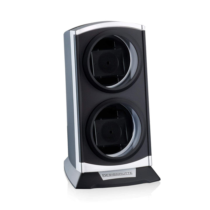 DESIGNHÜTTE® Uhrenbeweger Primus Schwarz/Silber für 2 Automatikuhren