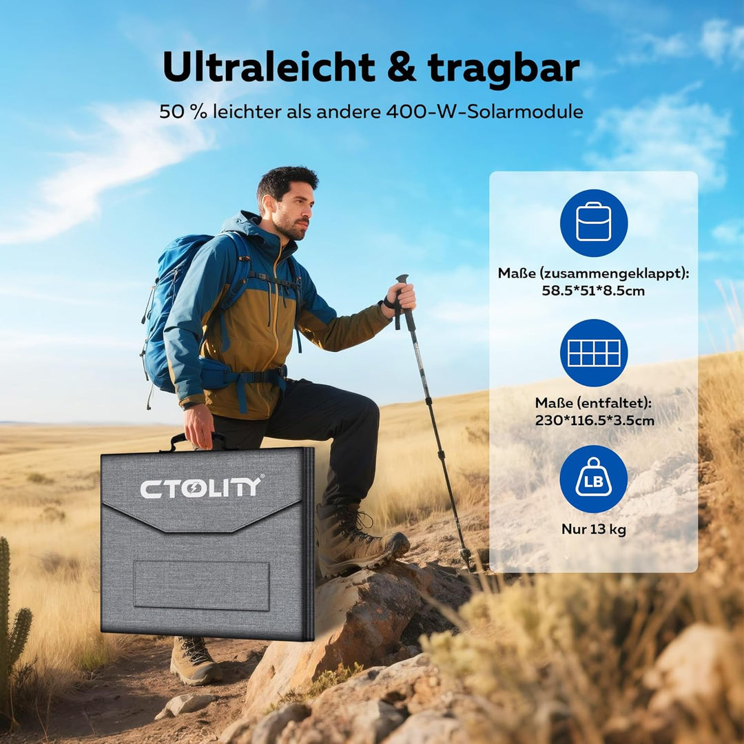 400W Tragbare Solarpanel, Faltbares Solarladegerät, MC4-Stromversorgung und Mehrere Ausgänge Folarmo