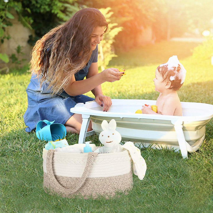 Maliton Baby Windel Caddy Organizer，Wickeltisch Organizer Aufbewahrungskorb mit Herausnehmbaren Fäch