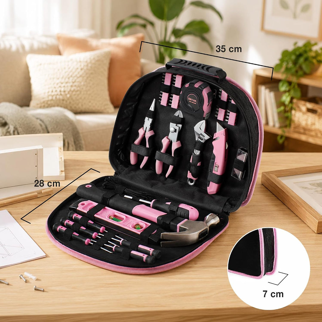 WORKPRO Pink Werkzeug Set Rosa 103 teilig Haushalts-Werkzeugsatz Reparatur mit Tasche, Ideal Geschen