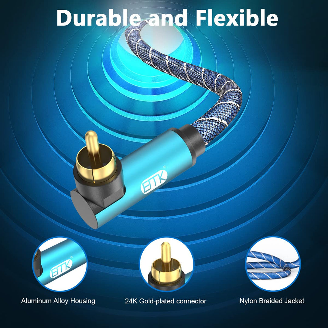 EMK Winkel Cinch Kabel 90 Grad Koaxial Audiokabel Rechtwinklig Subwoofer Kabel Audio Cinch kabel Win
