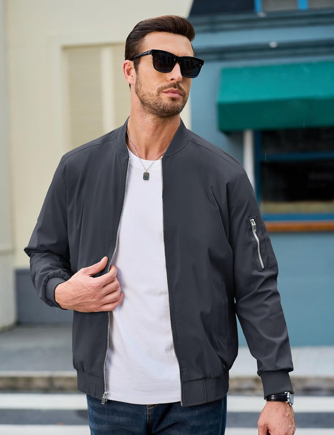 MAGCOMSEN Blouson Herren Jacke Leichte Bomberjacke Winddichte Übergangsjacke Freizeit Fliegerjacke m