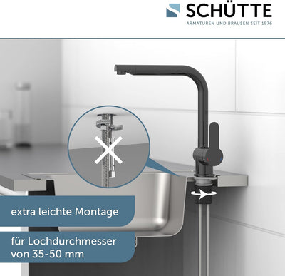 SCHÜTTE 79836 RIO 360° schwenkbare Küchenarmatur, Spültisch Armatur mit hohem Auslauf Küche, Einhebe