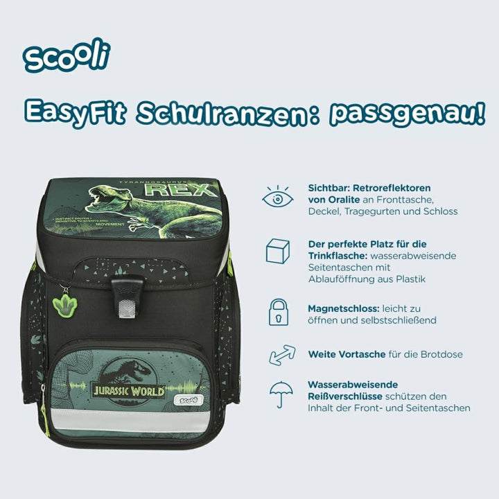 Jurassic - Dino - T-Rex Schulranzen-Set EasyFit 9tlg. mit Sporttasche, Schultüte, Brotdose und Trink