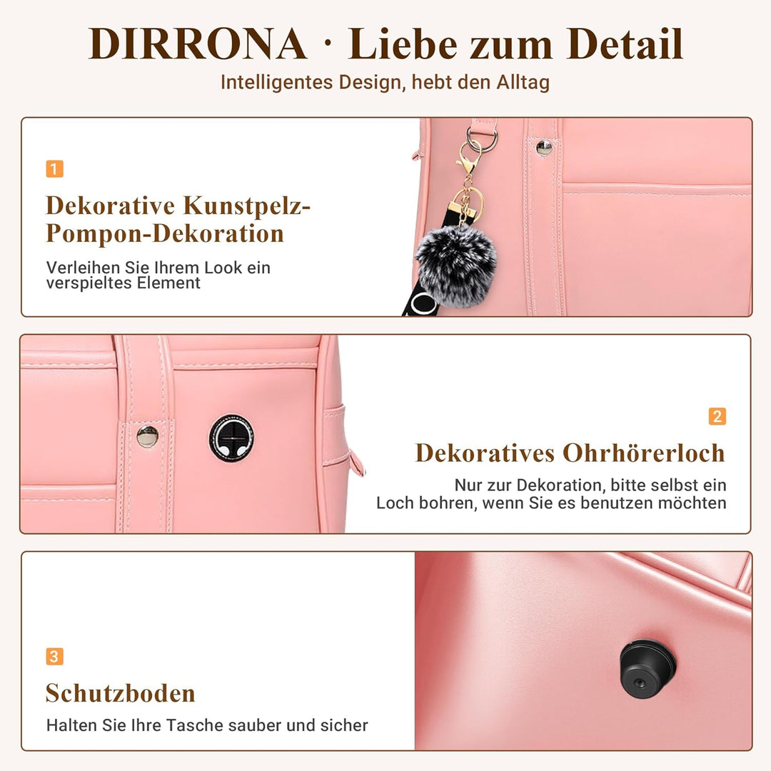DIRRONA Damen Schultertasche Japanische Schule Handtasche Lässig Kawaii JK Tasche Grosse PU Leder Da