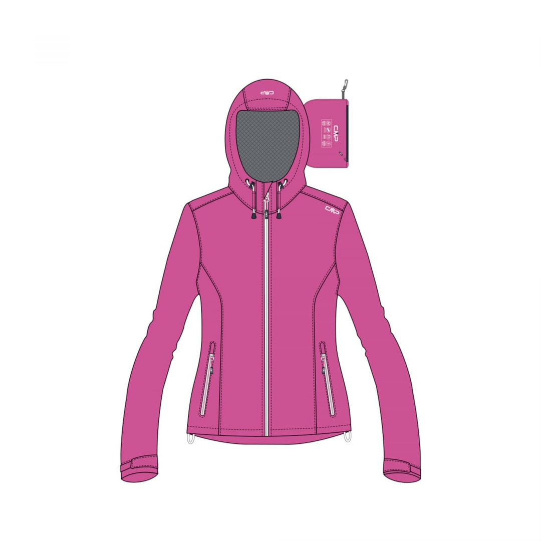CMP Damen Regenjacke Woman Rain Jacket Fix Hood XXS Fuxia, XXS Fuxia