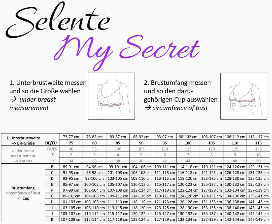 Selente My Secret Damen Bügel-BH (Made in EU) mit idealer Passform und vielen Grössen (C-Cup bis K-C