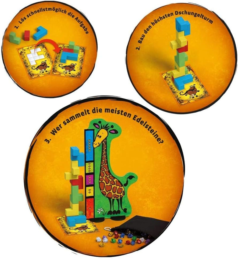 KOSMOS 697747 Ubongo 3-D Junior, Der tierische Bauspass, rasantes Kinderspiel ab 5 Jahren, mit 3D-Ba