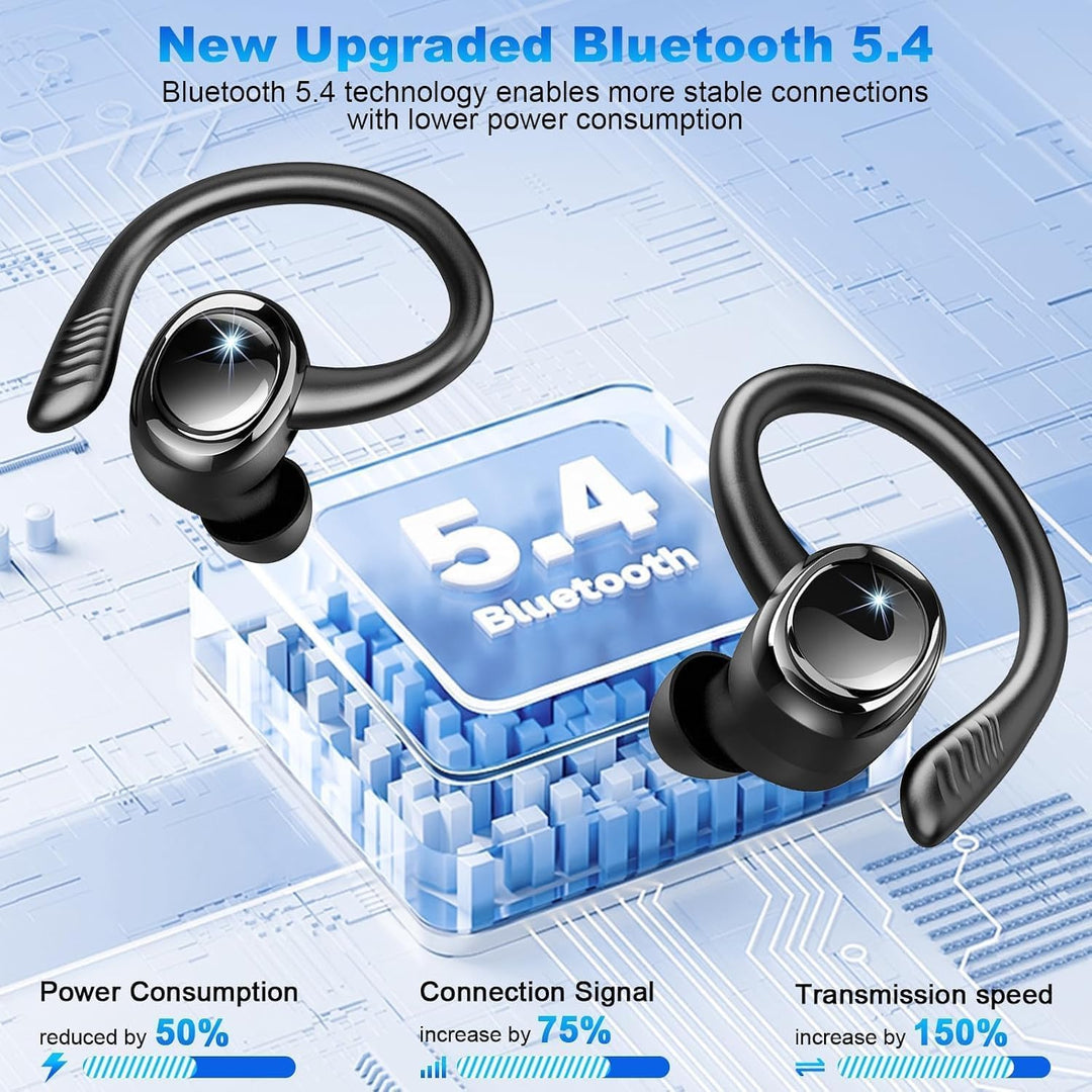 Bluetooth 5.4 Kopfhörer Sport, 2026 Neu In Ear Kopfhörer Kabellos Bluetoothmit 4 ENC Mic/6D Stereo,