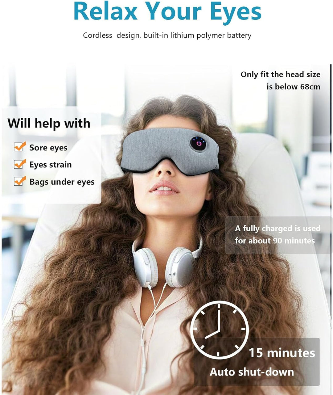 Wärmebrille Augen, Wärmende Augenmaske Beheizbare Maske für Die Augen, Wärmemaske Augen mit Klettban