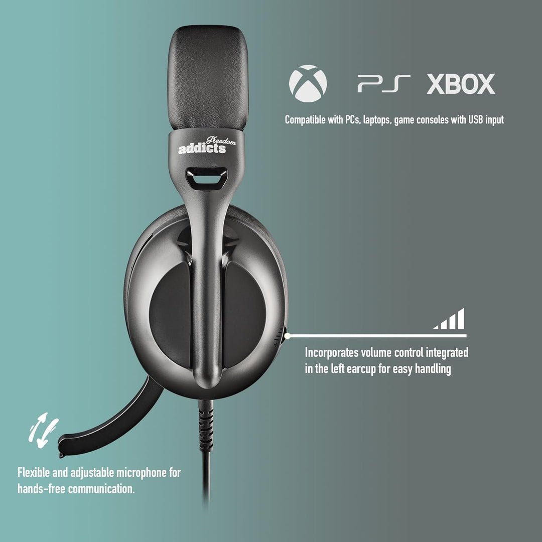 NGS VOX 805 Stereo-Kopfhörer, verstellbares Mikrofon, USB-C und USB-A-Adapter, Geräuschunterdrückung