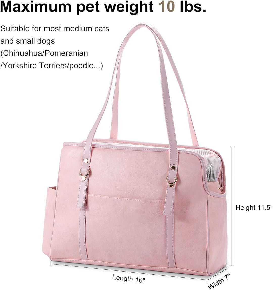 Hundetragetasche, modische Leder-Haustier-Tragetasche mit Taschen, von Fluggesellschaften zugelassen