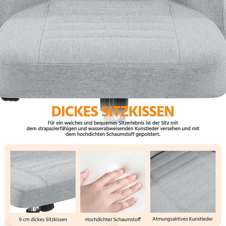 Yaheetech Bürostuhl Schreibtischstuhl Ergonomisch Gepolstert Stoff Drehstuhl mit Rollen Arbeitshocke