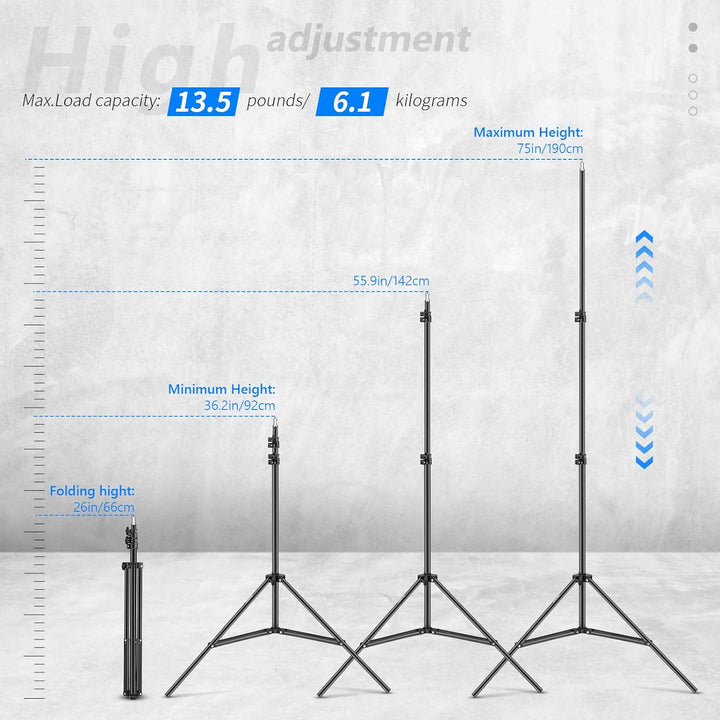 Neewer 190 cm Aluminium-Stativständer für Studio Kits, Fotografie Lichter, Softboxen (schwarz, 2er-P