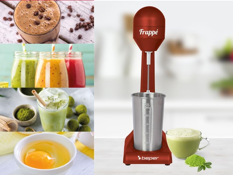 Beper - Elektrischer Standmixer für Milchshakes, Frappés, Smoothies und Cocktails, 2-Gänge, Aluminiu
