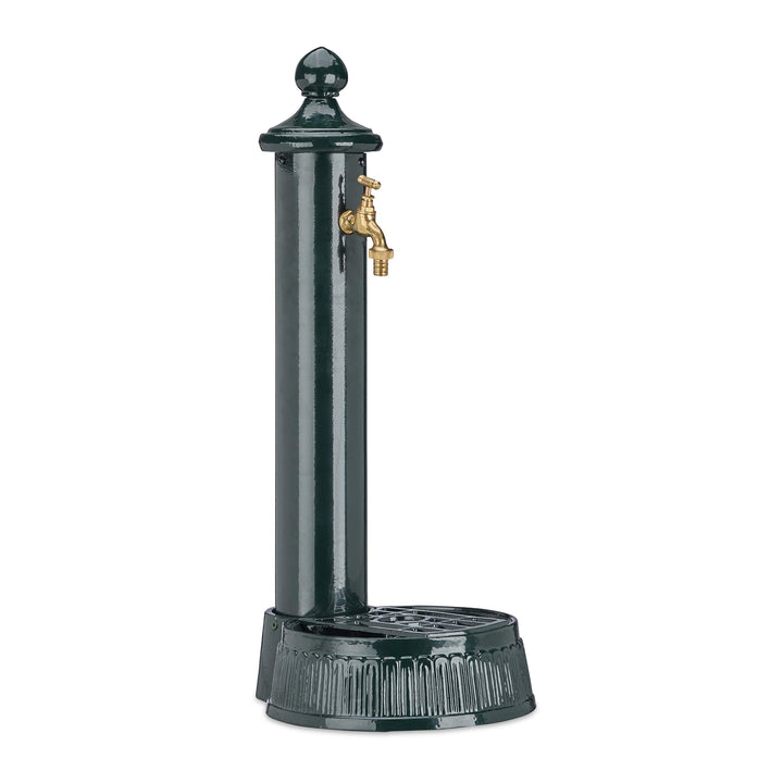 Relaxdays Standbrunnen, Antik-Stil, Nostalgie, Garten, Terrasse, Wasserhahn, Becken, HxBxT: 61 x 25