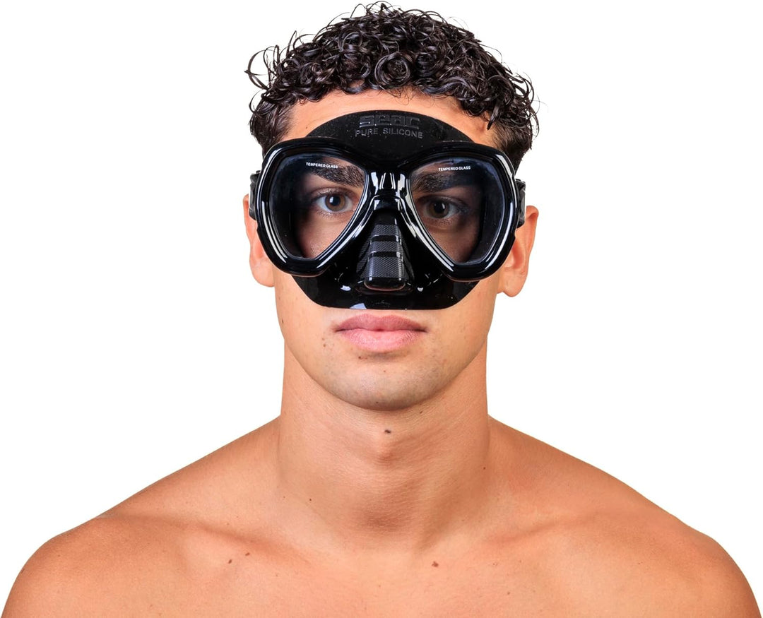 SEAC Jungen Elba Tauchmaske regular Schwarz, regular Schwarz